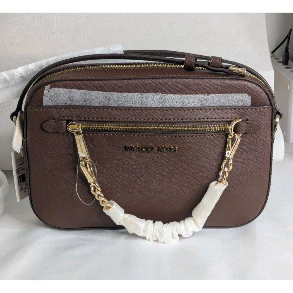 MICHAEL KORS Jet Set Leather Crossbody Bag - Mocha